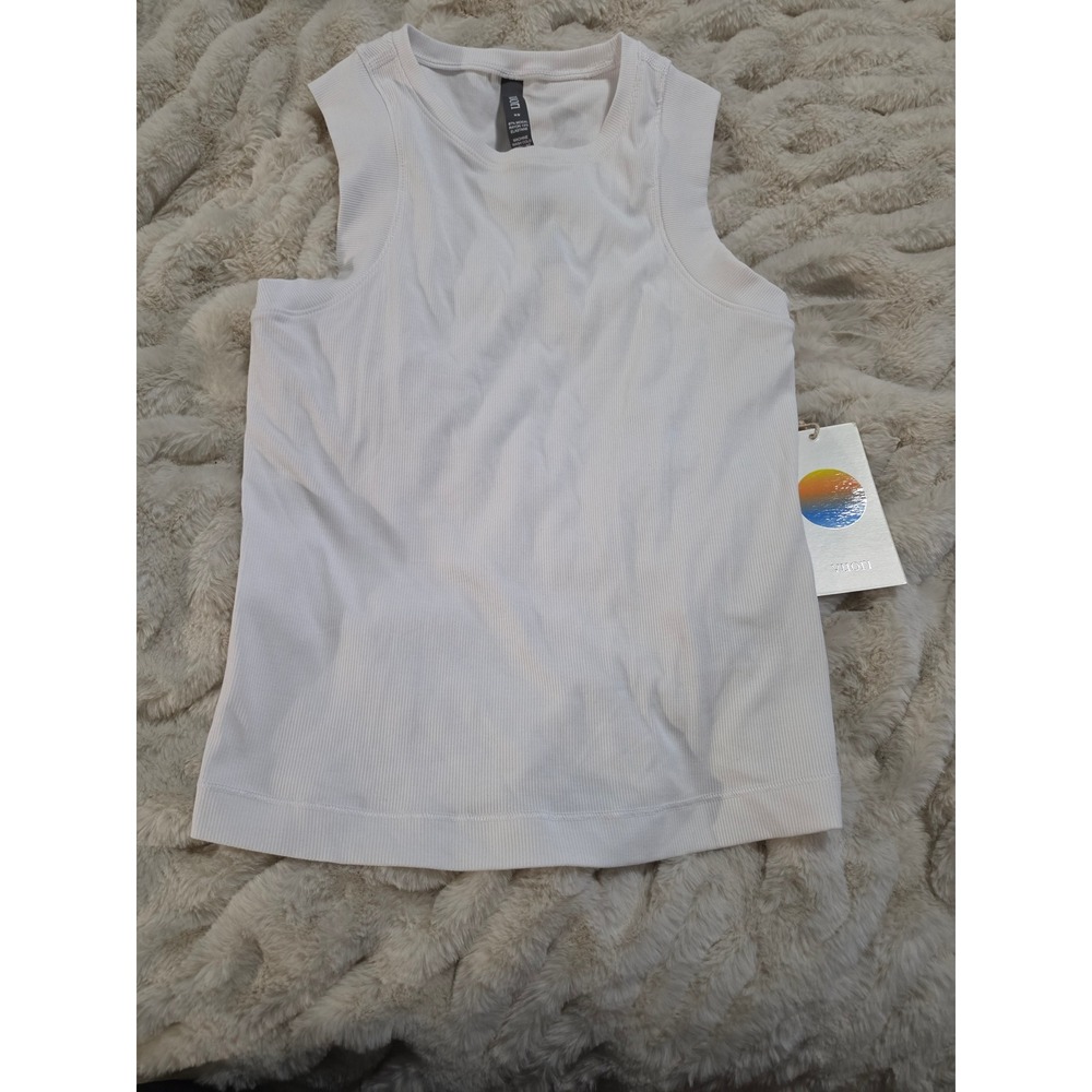 Vuori SL Pose Modern Tank White Ribbed Performance Top VW1213 Womens XS NEW